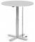 Sitz-Steh-Schreibtisch MODUL Monos&auml;ule, elektrisch h&ouml;henverstellbar, 71,5-120,5cm (H), 100x80cm (BxT), rund, lichtgrau / silber