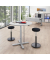 Sitz-Steh-Schreibtisch MODUL Monosäule, elektrisch höhenverstellbar, 71,5-120,5cm (H), 100x80cm (BxT), rund, lichtgrau / silber