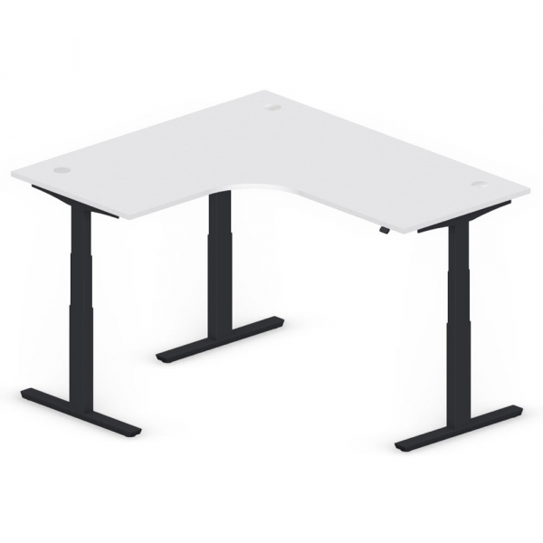 4255704313161 - Sitz-Steh-Schreibtisch Jumbo Multi M 295160 elektrisch höhenverstellbar  1800mmxmm (BxT) L-Form lichtgrau   Schwarz RAL 9005