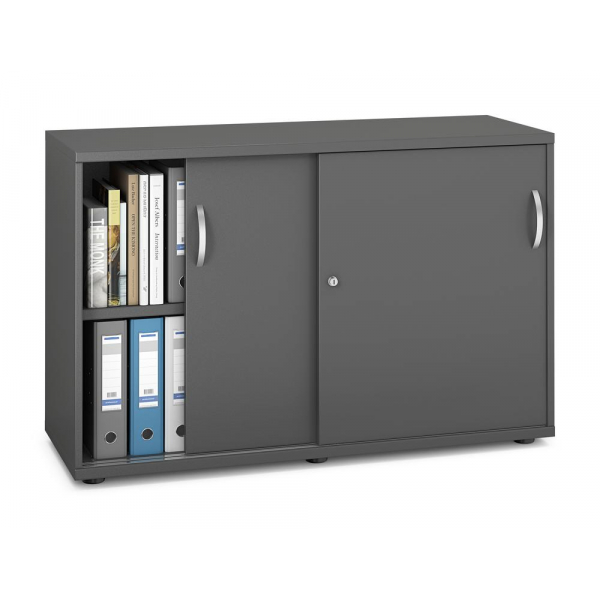 Deskin Schiebetürenschrank MULTI M pro 333251, abschließbar, 2x2 OH, anthrazit, 120x78x42cm (BxHxT)  Deskin