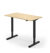 Sitz-Steh-Schreibtisch, elektrisch höhenverstellbar, 71,5-120,5cm (H), 120x65cm (BxT), rechteckig, ahorn / schwarz