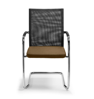 Besucher- und Konferenzstuhl RIVA S, schwarz/braun / chrom, mit Armlehnen, Freischwinger
