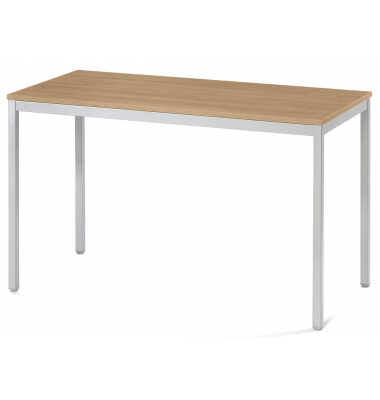 Konferenztisch MODUL, 72,8cm (H), 140x80cm (BxT), 6 Personen, rechteckig, nussbaum / silber