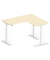 Sitz-Steh-Schreibtisch Jumbo Multi M, elektrisch höhenverstellbar, 65-130cm (H), 180x160cm (BxT), L-Form, ahorn / weiß