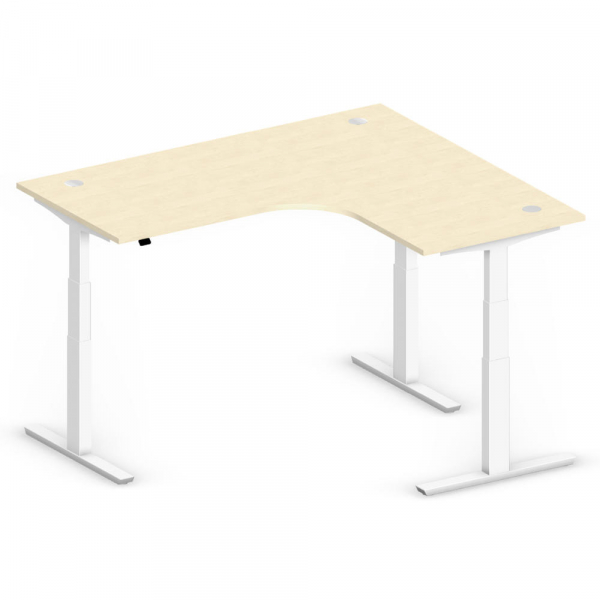 4255704313611 - Sitz-Steh-Schreibtisch Jumbo Multi M 295138 elektrisch höhenverstellbar  1800mmxmm (BxT) L-Form ahorn   Weiß RAL 9016 425570