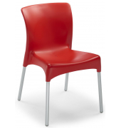 Schalenstuhl IBIZA, rot / silber, ohne Armlehnen, 4-Fuß-Gestell