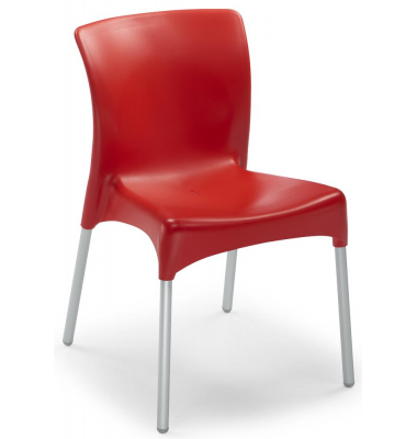 Schalenstuhl IBIZA, rot / silber, ohne Armlehnen, 4-Fuß-Gestell