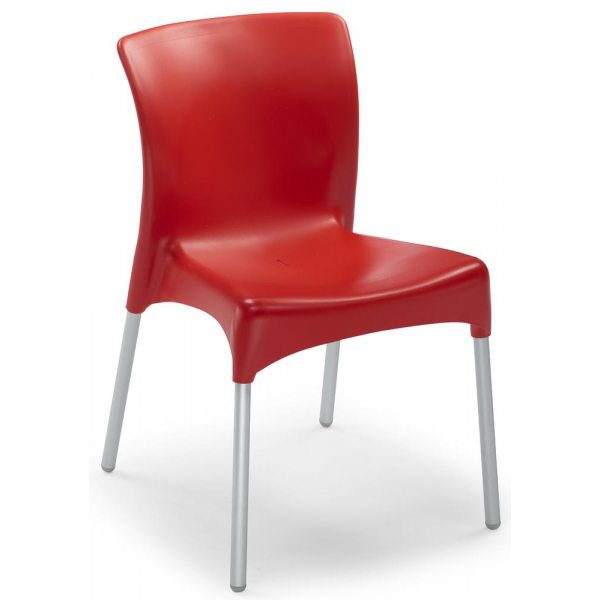 2 Stück Deskin Schalenstuhl IBIZA, rot / silber, ohne Armlehnen, 4-Fuß-Gestell 4255704313659 Deskin