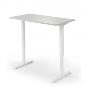 Sitz-Steh-Schreibtisch, elektrisch höhenverstellbar, 71,5-120,5cm (H), 120x65cm (BxT), rechteckig, lichtgrau / weiß