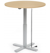 Sitz-Steh-Schreibtisch MODUL Monos&auml;ule, elektrisch h&ouml;henverstellbar, 71,5-120,5cm (H), 100x80cm (BxT), rund, buche / silber