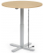 Sitz-Steh-Schreibtisch MODUL Monosäule, elektrisch höhenverstellbar, 71,5-120,5cm (H), 100x80cm (BxT), rund, buche / silber