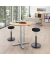 Sitz-Steh-Schreibtisch MODUL Monosäule, elektrisch höhenverstellbar, 71,5-120,5cm (H), 100x80cm (BxT), rund, buche / silber