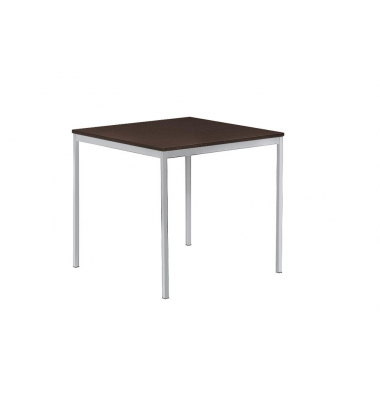 Konferenztisch 332092, 72,8cm (H), 80x80cm (BxT), 4 Personen, quadratisch, nussbaum dunkel / silber