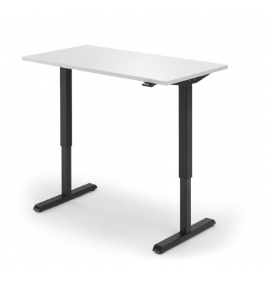 Sitz-Steh-Schreibtisch, elektrisch höhenverstellbar, 71,5-120,5cm (H), 120x65cm (BxT), rechteckig, weiß / schwarz
