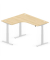 Sitz-Steh-Schreibtisch Jumbo Multi M Pro, elektrisch höhenverstellbar, 65-130cm (H), 180x160cm (BxT), L-Form, buche / silber