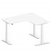 Sitz-Steh-Schreibtisch Jumbo Multi M, elektrisch höhenverstellbar, 65-130cm (H), 180x160cm (BxT), L-Form, weiß / weiß
