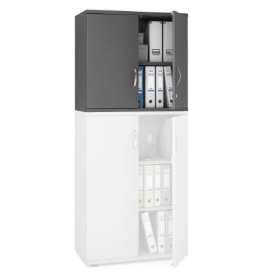 Aufsatzschrank MULTI M pro 333165, abschlie&szlig;bar, 2 OH, anthrazit, 80x75x42cm (BxHxT)