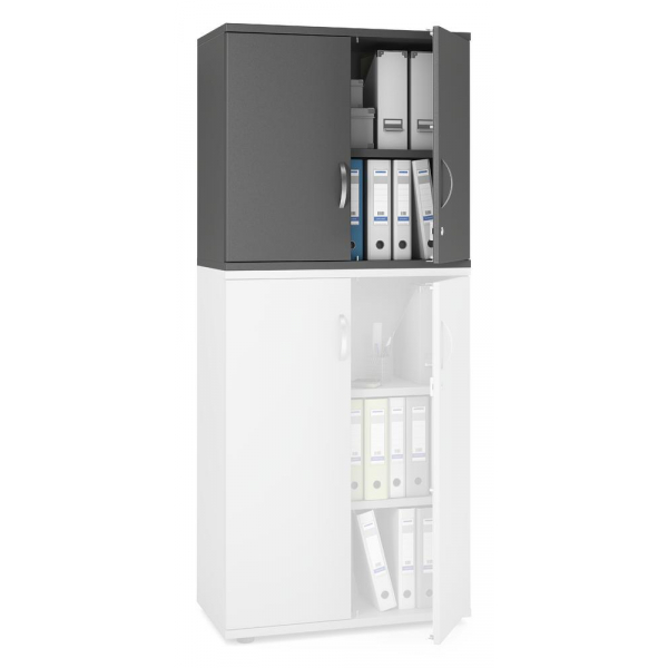 Deskin Aufsatzschrank MULTI M pro 333165, abschließbar, 2 OH, anthrazit, 80x75x42cm (BxHxT)  Deskin