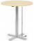 Sitz-Steh-Schreibtisch MODUL Monosäule, elektrisch höhenverstellbar, 71,5-120,5cm (H), 100x80cm (BxT), rund, ahorn / silber