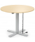 Sitz-Steh-Schreibtisch MODUL Monos&auml;ule, elektrisch h&ouml;henverstellbar, 71,5-120,5cm (H), 100x80cm (BxT), rund, ahorn / silber