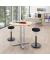 Sitz-Steh-Schreibtisch MODUL Monosäule, elektrisch höhenverstellbar, 71,5-120,5cm (H), 100x80cm (BxT), rund, ahorn / silber