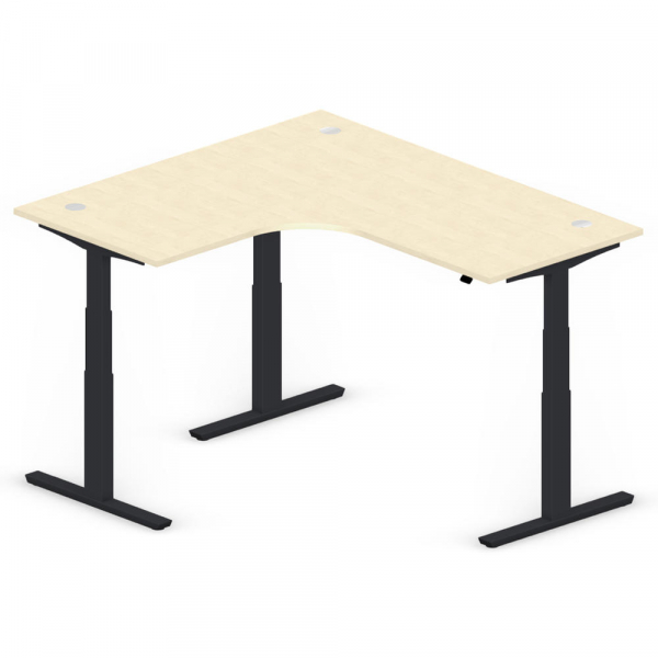 4255704314588 - Sitz-Steh-Schreibtisch Jumbo Multi M 295162 elektrisch höhenverstellbar  1800mmxmm (BxT) L-Form ahorn   Schwarz RAL 9005 425