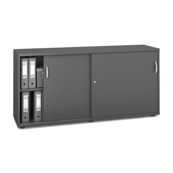 Deskin Schiebetürenschrank MULTI M pro 333253, abschließbar, 2x2 OH, anthrazit, 160x78x42cm (BxHxT)  Deskin