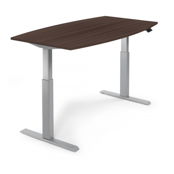 4255704314700 - Sitz-Steh-Besprechungstisch 332166 elektrisch höhenverstellbar  200x100cm (BxT) 8 Personen Tonnenform nussbaum dunkel   sil