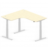 Sitz-Steh-Schreibtisch Jumbo Multi M Pro, elektrisch höhenverstellbar, 65-130cm (H), 180x160cm (BxT), L-Form, ahorn / silber