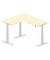 Sitz-Steh-Schreibtisch Jumbo Multi M, elektrisch h&ouml;henverstellbar, 65-130cm (H), 180x160cm (BxT), L-Form, ahorn / silber