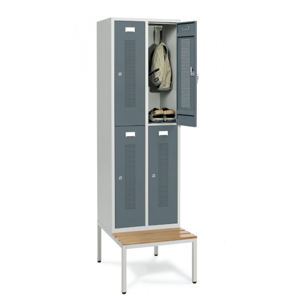 4255704314816 - Doppelstöckiger Spind SYSTEM SP1 mit Sitzbank 4255704314816 Deskin 4255704314816 - Doppelstöckiger Spind SYSTEM SP1 mit Sitzbank 4255704314816 Deskin