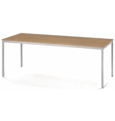 Konferenztisch MODUL, 72,8cm (H), 180x80cm (BxT), 8 Personen, rechteckig, nussbaum / silber