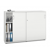 Schiebet&uuml;renschrank MULTI M pro 294468, abschlie&szlig;bar, 2x3 OH, wei&szlig;, 160x114x42cm (BxHxT)