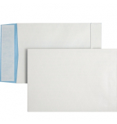 Faltentaschen Posthorn 00014347, C4, ohne Fenster, 38mm-Falte, haftklebend, 140g, weiß/blau