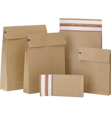 Faltentaschen E-Commerce Mailer 00069116, Sonderformat, ohne Fenster, haftklebend, 100mm-Falte, reißfest, 110g, braun