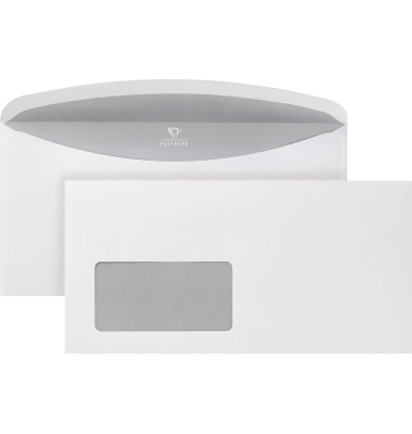 Briefumschlag POSTHORNvelox 02526148, Din Lang+ (C6/5), mit Fenster, nassklebend, 80g, weiß