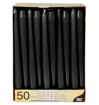 Kerzen 10392 schwarz 250x22mm (HxØ) ca. 7 Stunden Brenndauer Kerzen 10392 schwarz 250x22mm (HxØ) ca. 7 Stunden Brenndauer