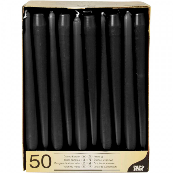 4002911103920 - Kerzen 10392 schwarz 250x22mm (HxØ) ca 7 Stunden Brenndauer 4002911103920 50 Stück 4002911103920 - Kerzen 10392 schwarz 250x22mm (HxØ) ca 7 Stunden Brenndauer 4002911103920 50 Stück