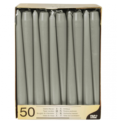 Kerzen 84805 grau 250x22mm (HxØ) ca. 7 Stunden Brenndauer Kerzen 84805 grau 250x22mm (HxØ) ca. 7 Stunden Brenndauer