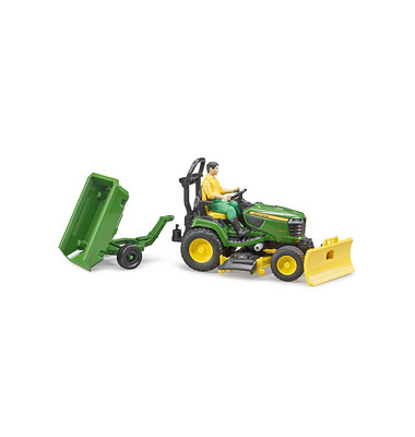 bruder John Deere Sitzrasenmäher mit Anhänger 62104 Spielzeugauto