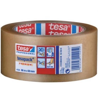 Packband tesapack 4124 75mm x 66m farblos PVC