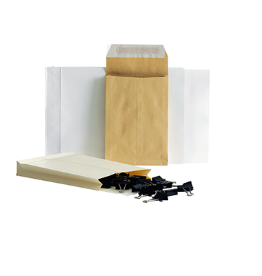 Faltentaschen Posthorn 00480329, B4, ohne Fenster, 40mm-Falte, haftklebend, 130g, braun