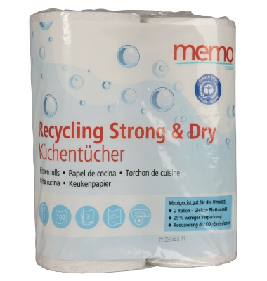 Küchenrollen Recycling Strong & Dry H2171 3-lagig weiß Rolle à 102 Blatt