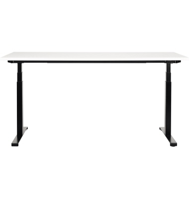 Schreibtisch WORK & MOVE, elektrisch höhenverstellbar, 65-126cm (H), 120x70cm (BxT), rechteckig, weiß / schwarz