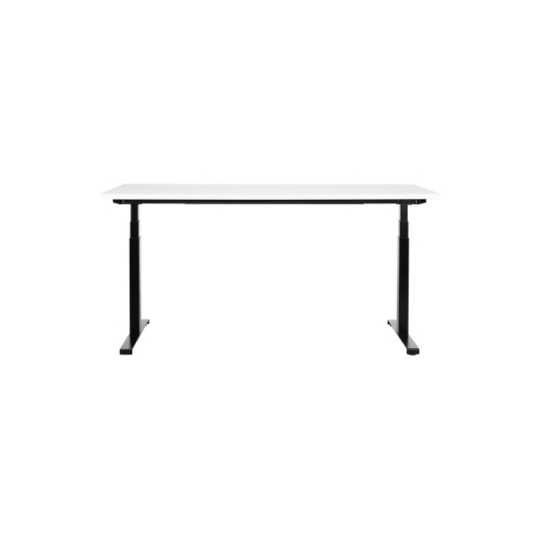 8719274675846 - BakkerElkhuizen Work and Move Elektrisch Höhenverstellbar Sitz-Stehschreibtisch Rechteckig Weiß H-Fuß-Gestell 1600 (B) x 700 (T) x 1260 (H) mm Kunststoff Spanplatte Stahl