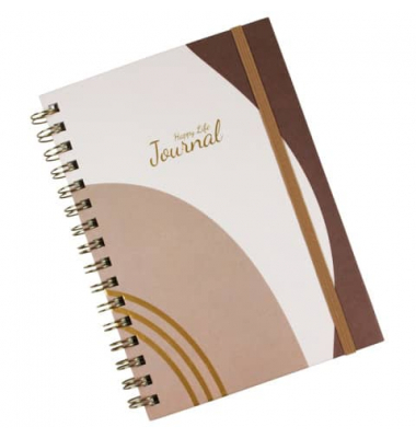 Notizbuch 1348104-02, Happy Life, braun, A5, liniert, 80g, 100 Blatt / 200 Seiten