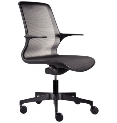 B&uuml;rodrehstuhl LOOP, schwarz, mit festen Armlehnen, bis 110 kg