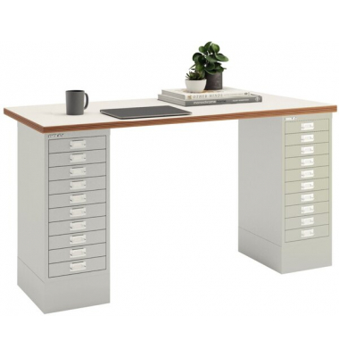 Schreibtischkombination Home Office, 65cm (H), 160x80cm (BxT), rechteckig, wei&szlig; / wei&szlig;