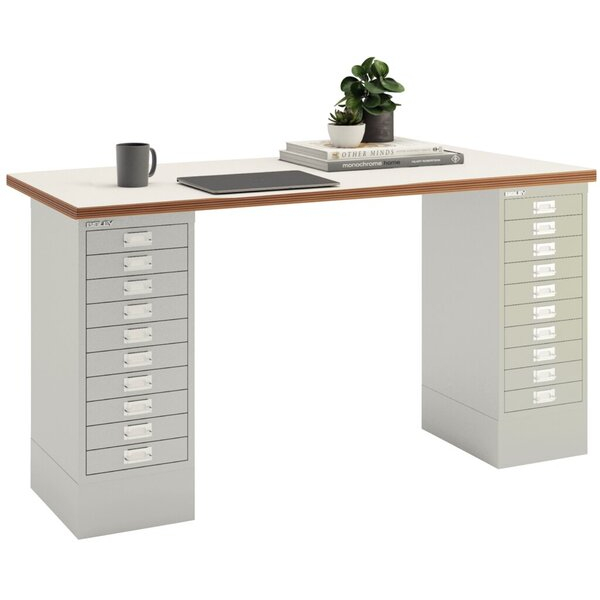 0796376521385 - Schreibtischkombination Home Office 65cm (H) 160x80cm (BxT) rechteckig weiß   weiß 0796376521385 Bisley