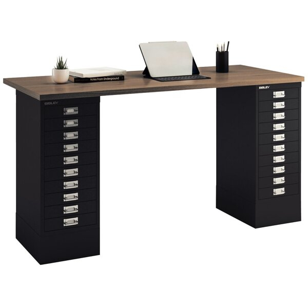 0796376502360 - Schreibtischkombination Home Office MD1410WN633  rechteckig weiß   schwarz 0796376502360 Bisley